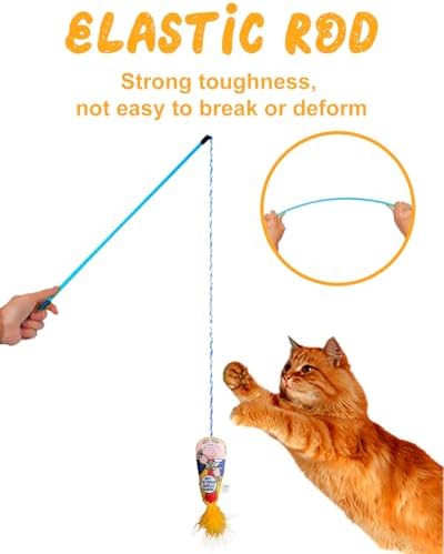 Interactive Cat Toys Donald Trump Toy, Trump Doll Feather Wand Toy, Catnip Toys, Cat Teaser Wand String, Fishing Pole,Kitten Play Exercise Toys,Halloween