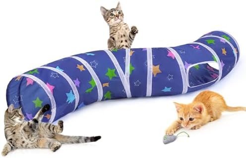 Glittme S-Shape Cat Tunnel, Foldable Cat Tunnels for Indoor Cats