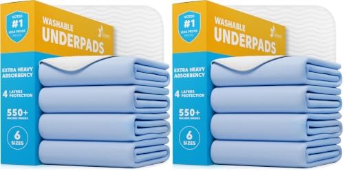 GREEN LIFESTYLE Washable Underpads - Large Pads for use as Incontinence Bed Pads, Reusable Pet Pads, Great for Dogs, Cats, Bunny, Seniors Bed Pad (Pack of 8-34x36)