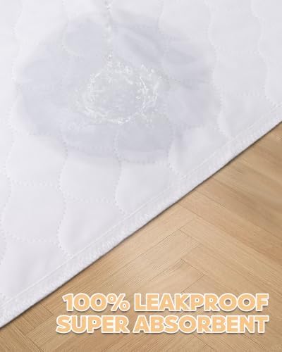 Washable Pee Pads for Dogs 36" x 36" - 2 Pack, White, Stylish Reusable Puppy Training Pads - 100% Waterproof & Leak-Proof & Non-Slip, Potty Pads for Whelping, Crate, Floor