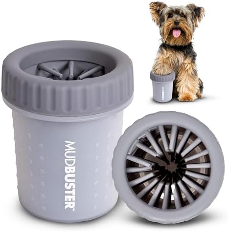 Dexas MudBuster Portable Dog Paw Cleaner, Premium Quality Small Light Gray Pet Accessory