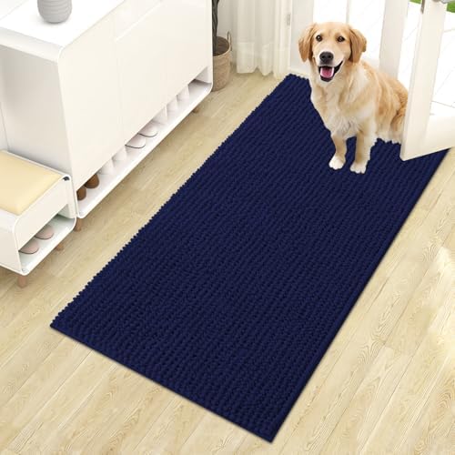 OLANLY Dog Door Mat for Muddy Paws 44x24, Extra Absorbent Chenille Mud Mat
