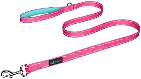 PHOEPET 5 Feet Dog Leash with Comfortable Padded Handle Easy Snap Clasp