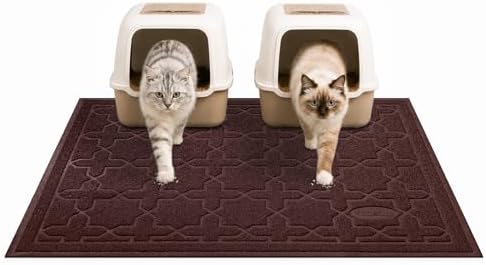 Yimobra Cat Litter Mat, Waterproof Litter Trapping Mat, 47x36, Dark Coffee