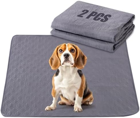 Washable Dog Pee Pads 2 Pack, 24 x 18 in, Reusable Waterproof Grey