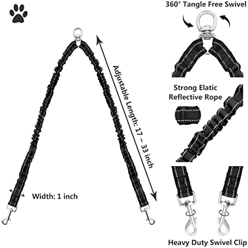 Dual Retractable Dog Leash for 2 Dogs (Green) - 16ft Heavy Duty Leash with One Button Lock & 360° Tangle-Free Design, for Medium/Large Dogs up to 110lbs/50kg