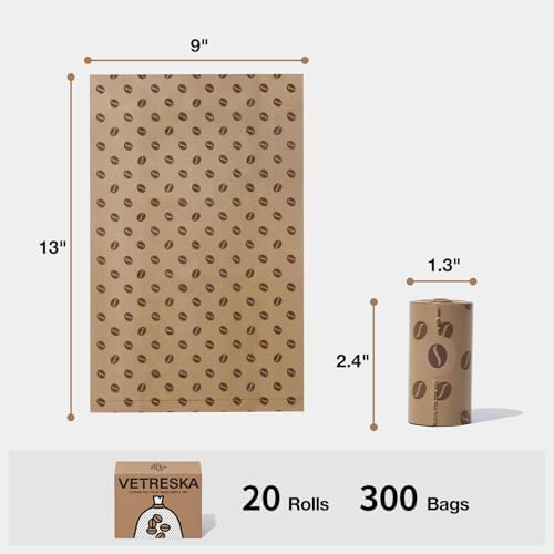 VETRESKA Dog Poop Bags, Coffee Scented Waste Bags, 300 Count