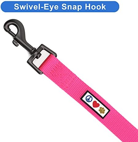 Pawtitas Personalized 6 ft Pink Dog Leash XXS/Cat Custom Name and Phone Embroidery Strong Nylon Leash for Small Breeds