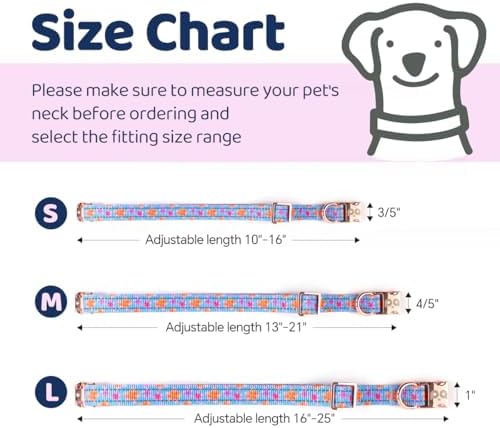 QQPETS Reflective Dog Collar with Metal Buckle Adjustable Nylon Collars Gift for Small Medium Large Boys Girls Dogs