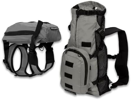 K9 Sport Sack Walk-On - X-Small, Shark Skin Gray - Ideal for Dogs with 9-12” Back Length - Lightweight, Packable, Backpack-Style Carrier - Includes Compatible Harness & Storage Bag