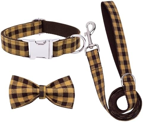 Durable Personalized Dog Collar Custom Engraving (C Brown/Yellow)