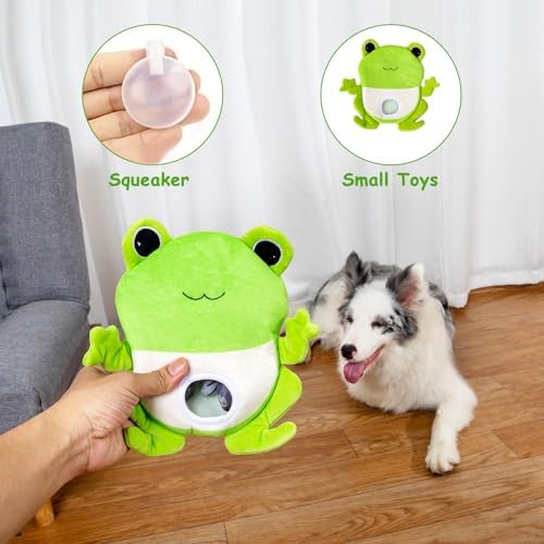 Hollypet Squeaky Hide and Seek Dog Toys for Small and Medium Dogs, Frog