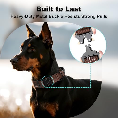Plutus Pet Tactical Dog Collar with Pocket for AirTag, Chocolate, M