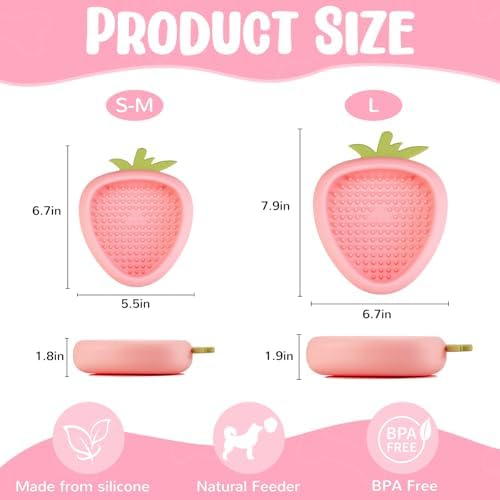 Freeze Dog Lick Bowl, Animire Non-Slip Slow Feeder Lick Mat for Dogs, Silicone Dog Enrichment Bowl for Distraction Anxiety Relief Boredom, BPA Free, Dishwasher Safe(Pink,L)