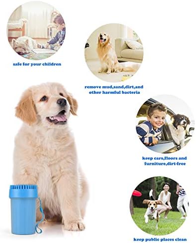 Dog Cat Paw Cleaner Cup Set,4 in 1 Silicone Dog Paw Washer Cup with Towel and Pet Grooming Bath Brush,Portable Pet Cleaning Brush for Puppy Cats Massage Grooming Dirty Claws