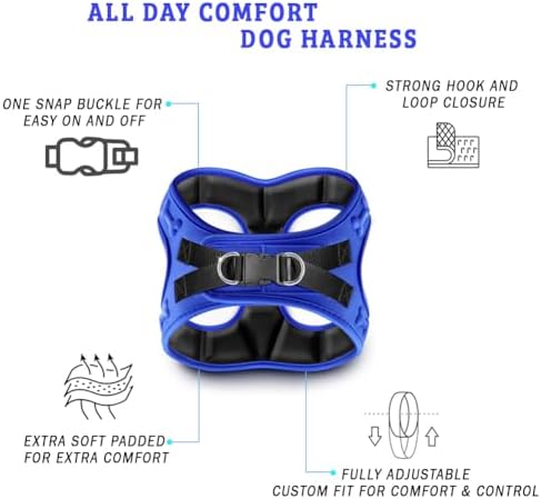 Comfort fit Step-in Dog & Puppy Harness - Comfortable All Weather Dog Vest Harness: Adjustable, Soft Padded, Easy to Put-on for Small, Medium-Sized Dogs.