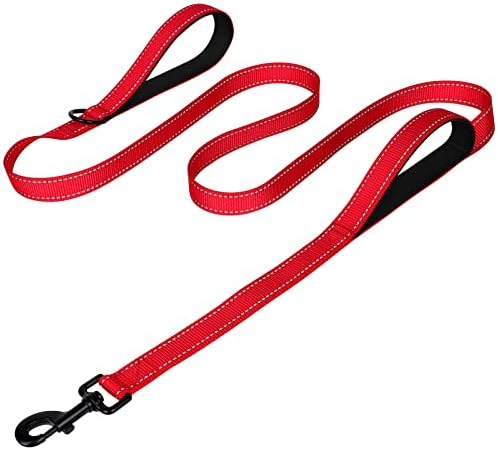 Joytale Dog Leash for Large Dogs that Pull, Double Handle, 6FT, Red