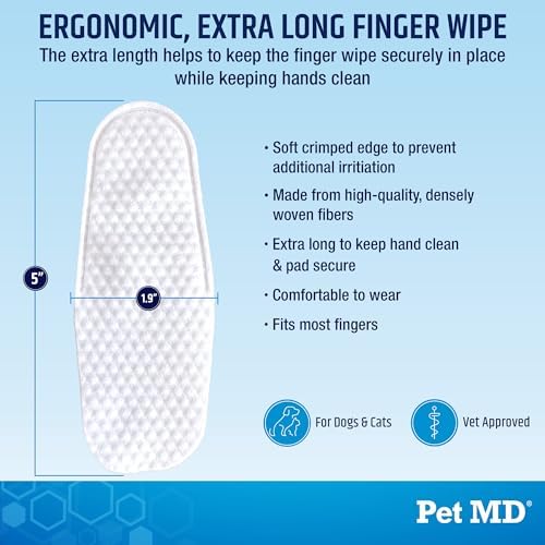 Pet MD Cat and Dog Ear Cleaner Wipes - Advanced Otic Veterinary Ear Cleaner Formula - Dog Ear Infection Treatment - 100 Count