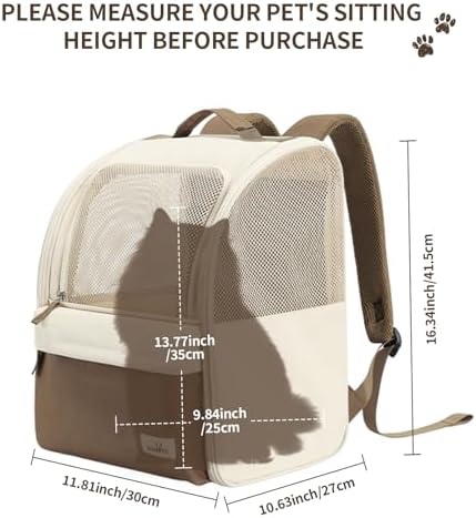 wakytu Cat Carrier Backpack,Pet Backpack Carrier for Small Cats Dogs,Beige