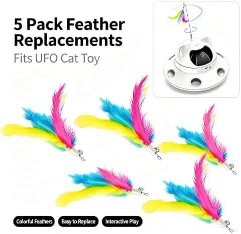 Antenna Mounted Feather Refill, Replacement Accessory 3-in-1 Auto Cat Toy (Only Feather Attachment, Toy Base Not Included)