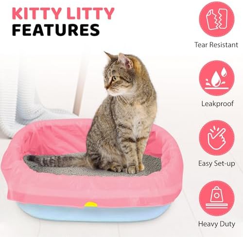 EZ Pick Up Dog & Cat Pet Waste Clean Up Bags Litter Liners (Pink, 36"x18")