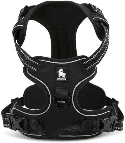 TRUE LOVE Adjustable No-Pull Dog Harness Reflective Vest, Black, L