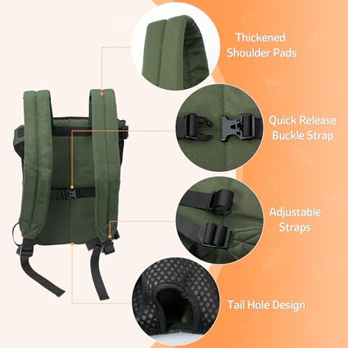 Dog Backpack Carrier Small Dog Backpack, Pet Dog Front Backpack Legs Out Dog Chest Carrier for Small Dogs, Cat Backpack Carrier Dogs Travel Back Pack Hands-Free Hiking Bike Motorcycle (Size:11–19 lbs)