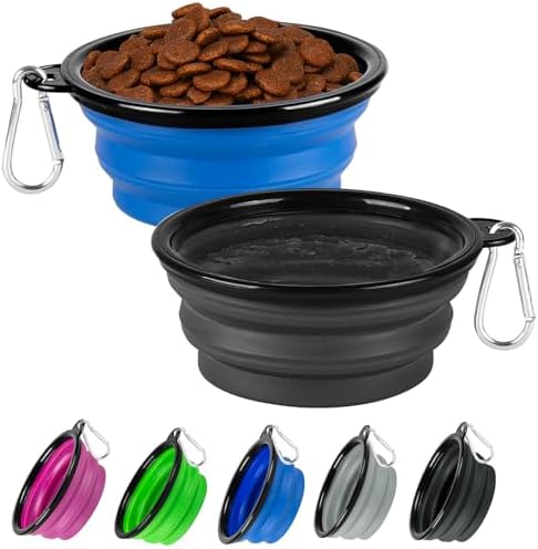 Collapsible Dog Bowl for Travel,2-Pack 12oz Pet Portable Water Food Bowls