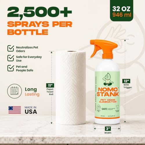 NOMO STANK Pet Odor Eliminator Spray for Home & Carpet | Unscented, 32 oz