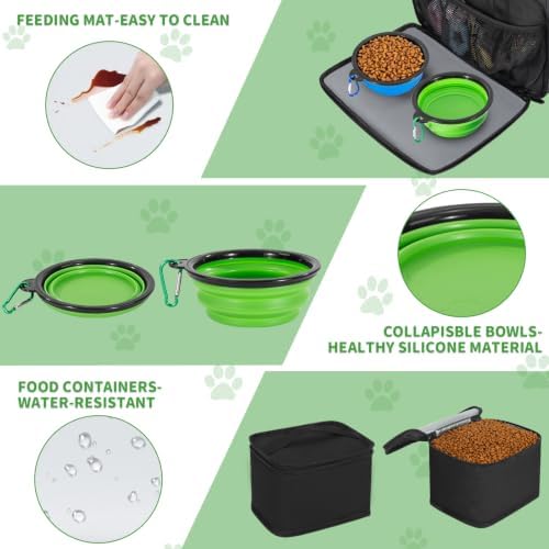 TORIBIO Large Dog Travel Bag for Supplies with Food Bowl