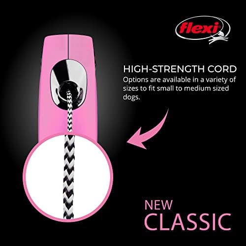 FLEXI® Classic Cord Retractable Dog Leash, Medium, 16 ft - Pink