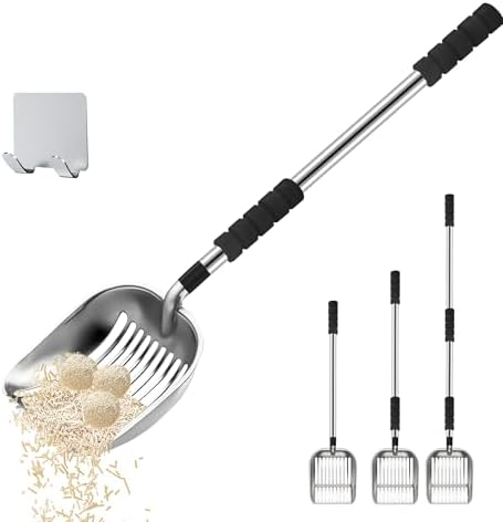 Stainless Steel Cat Litter Scoop, Detachable Long Handle Deep Shovel
