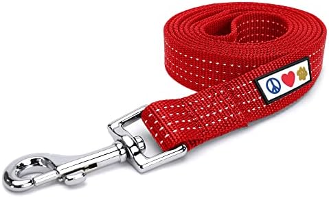 Pawtitas Red Dog Leash 6 ft XS/S Reflective Durable Lightweight Dog Lead for Small Dogs and Puppies