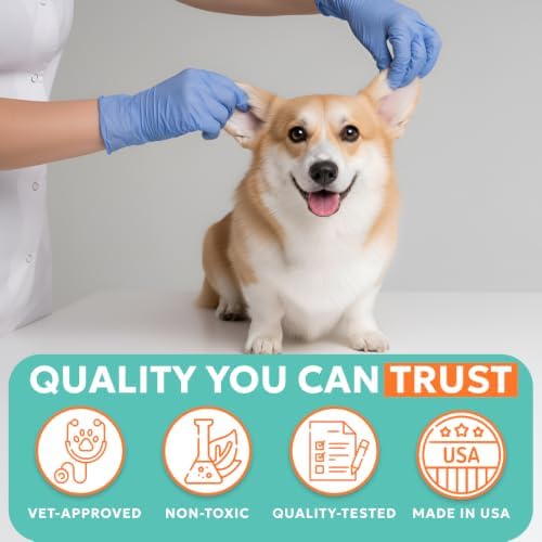 Forticept Dog Ear Wipes, Dog Ear Cleaner, Odor Control, Dirt and Wax Removal with Soothing Aloe Vera & Eucalyptus, Regular Wipes, 100 Count