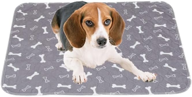 2 Pack 18"x24" Washable Pee Pads for Dogs, Super Absorbent Reusable Training Dog Pads with Bone Print, Non-Slip Potty Pads for Whelping, Playpen, Crate, Bed