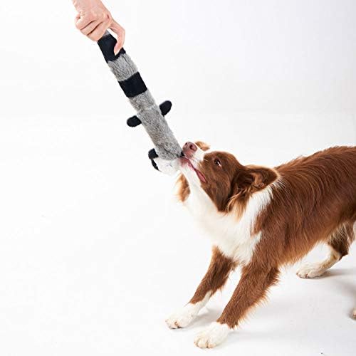 JOYELF Plush Squeaky Dog Toys, No Stuffing Interactive Dog Toys for Medium to Large Dogs with Squeaky and Crinkle Paper for Dog - Fox and Raccoon