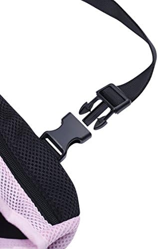 Pet Dog Puppy Cat Carrier Five Holes Backpack Double Shoulder Straps Mesh Front Chest Backpack Bag, M, Pink