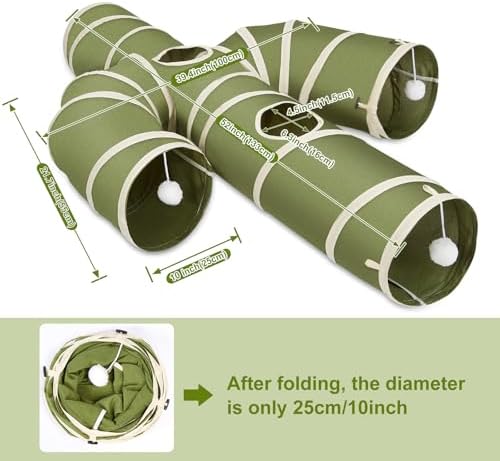Ownpets Cactus Cat Tunnel 10" with Peek Holes for Indoor Large Cat, Green