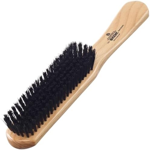 Kent CG1 Clothes Brush Cherrywood 100% Natural Black Bristle and Lint Remover Especially for Jeans or Corduroy Garments for Keeping Fabrics Free from Fibres, Fluff and Pet Hair. Made in England