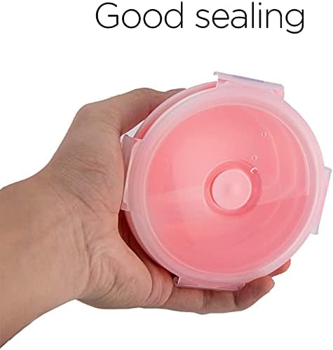 Luter 2 Pieces Collapsible Dog Bowls Silicone Food Water Travel Foldable Bowl with Lids Portable Expandable Pet Feeding Watering Cup Dish for Walking Kennels Camping 350ml (12x12x3cm) (Pink & Blue)