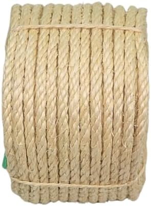 Premium Brazilian Sisal Rope, Natural Fiber 100% Sisal, Ultra Durable, Chemical-Free, Ideal for DIY, Cats, Scratching Post Replacement, Home Decor, Garden, Crafting (1/4” 100 ft / 6mm 30m)