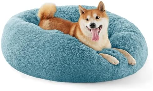 Bedsure Calming Dog Bed Medium Size Dog Donut Washable Pet Bed,30ins