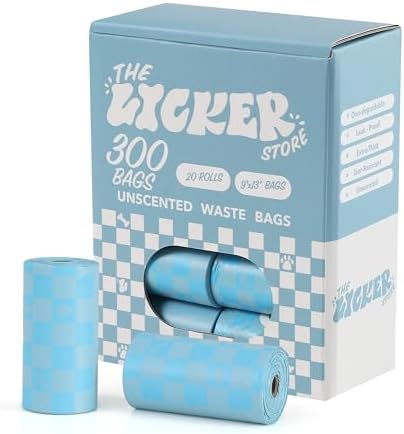 13 in. x 9 in. Extra Thick Leak Proof Unscented Dog Poop Bags, Blue (300 Count, 20-Rolls)