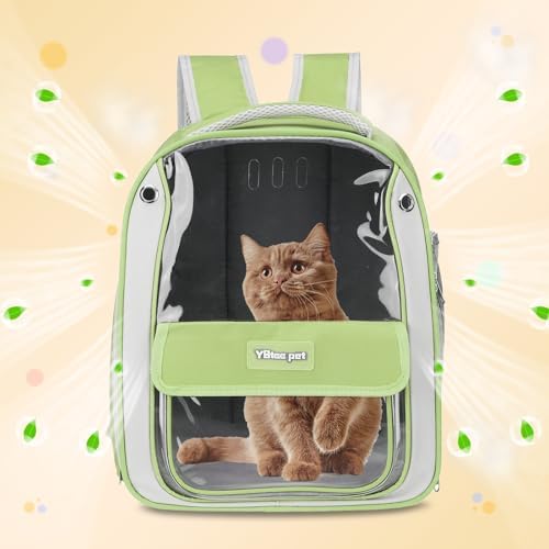Pet Backpack Carrier, Portable and Ventilated, Oxford Cloth, Dogs Cats and Small Animals Travel Bag 13", (Green, 1 Pcs), Intended for Hiking/Camping/Traveling