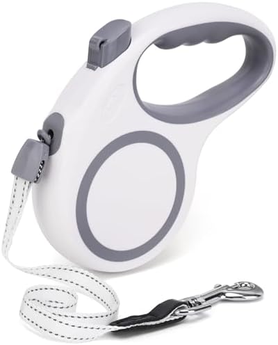 Retractable Dog Leash, 20 FT Dog Walking Leash for Small Medium Large Dogs up to 44 lbs, Heavy Duty No Tangle (White, 20 FT (0-44 lbs))