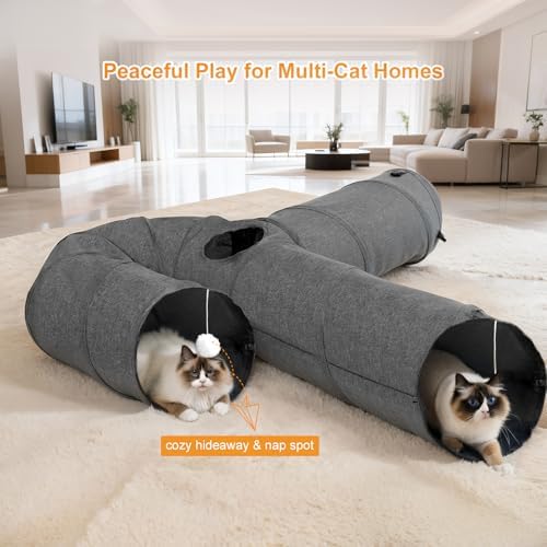 Ownpets 12" Large Cat Tunnel 3-Way U-Shape Oxford Fabric for Large Cat
