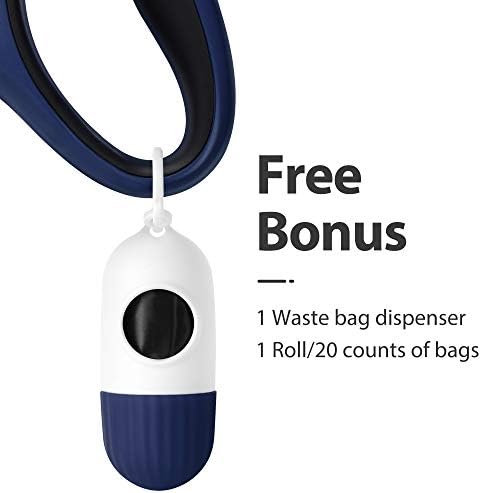 Fida Retractable Dog Leash with Dispenser and Poop Bags, 10 ft, Navy Blue