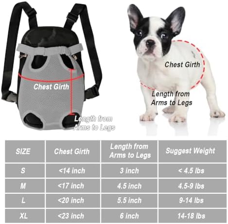 FEimaX Dog Carrier Backpack Pet Legs Out Front Cat Travel Bag, Adjustable Puppy Backpacks Carriers Hands-Free for Small Medium Dogs Cats Hiking Traveling Camping Daily Walking