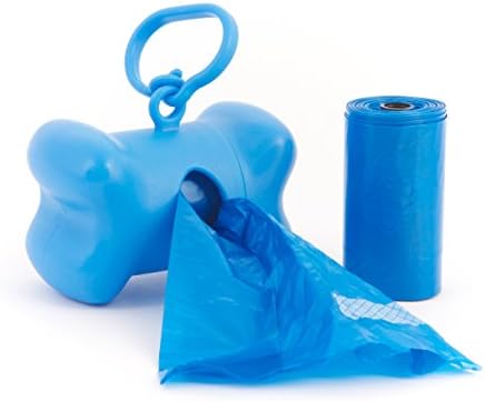 Bags on Board Dog Waste Bag Bone Dispenser with 30 Refill Bags, Blue Bags
