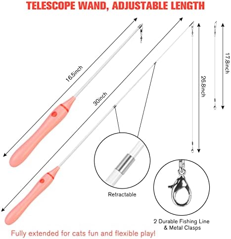 BEBOBLY 3-in-1 Retractable Cat Wand Toy for Indoor Cats